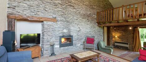 TV, fireplace, DVD player, stereo