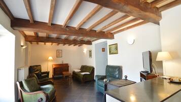 Télévision, cheminée, lecteur de DVD