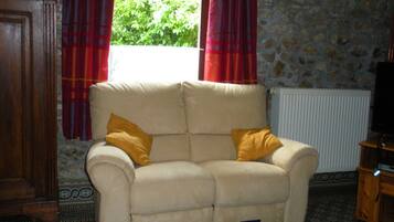 Televisie, een open haard en een dvd-speler