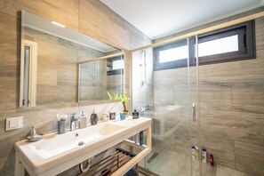 Hair dryer, towels, toilet paper