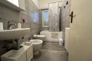 Dusche, Haartrockner, Bidet, Handtücher