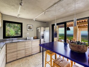 Fridge, microwave, oven, stovetop - Villa with heated pool, pétanque, spa & view (Tourtour)
