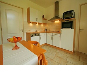 Microwave, oven, dishwasher, coffee/tea maker