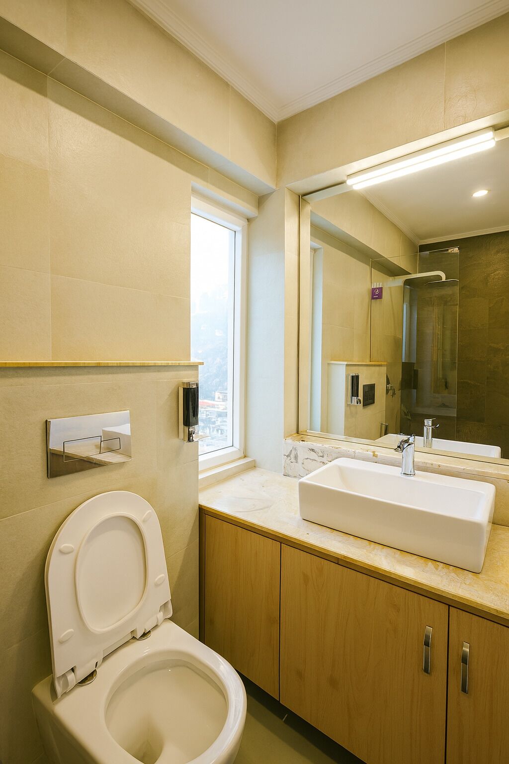 Standard Double Room, City View | Bathroom | Shower, rainfall showerhead, free toiletries, hair dryer