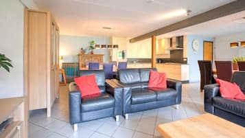 Fernseher, Kamin, Tischtennisplatte