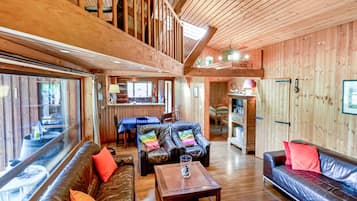 Televisie, een open haard en een dvd-speler