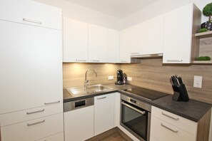 Fridge, oven, stovetop, dishwasher