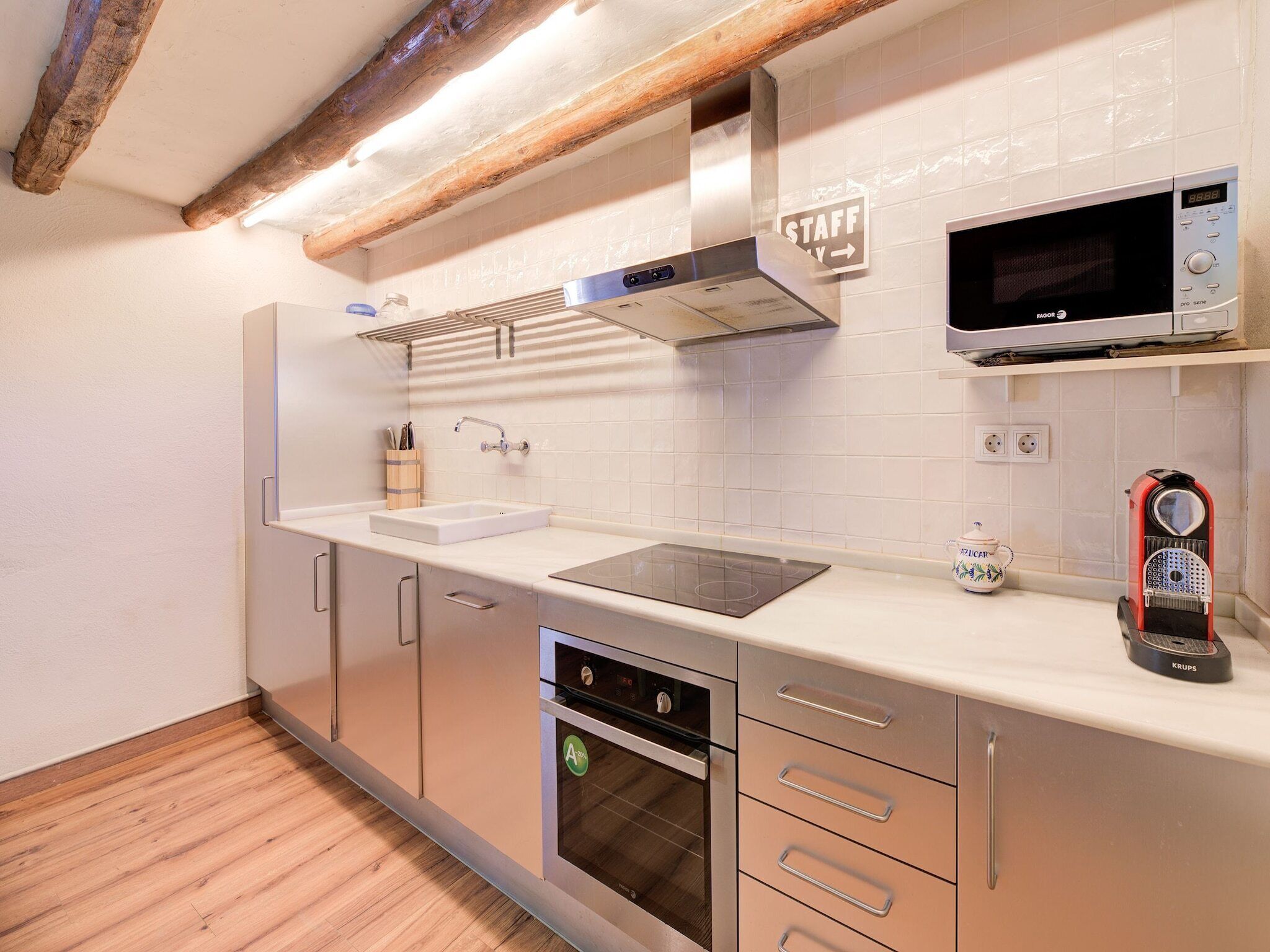 Fridge, microwave, dishwasher, coffee/tea maker