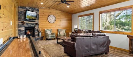 TV, fireplace, video games, offices