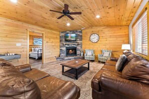 TV, fireplace, video games, offices