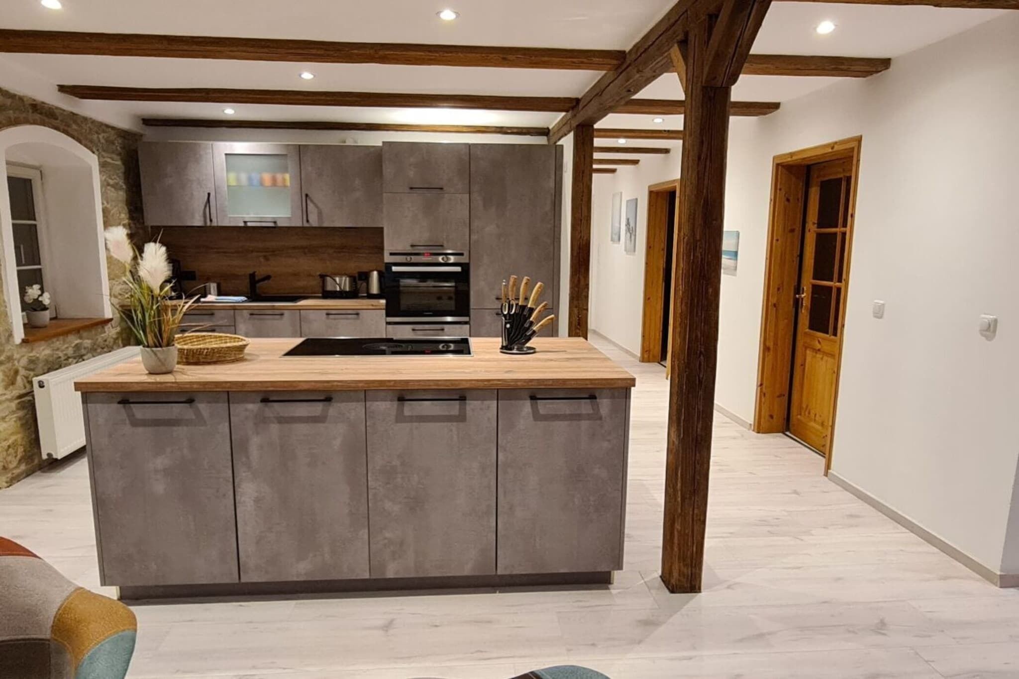 Fridge, oven, dishwasher, dining tables