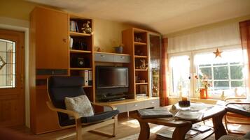 Smart TV, fireplace, DVD player, table tennis