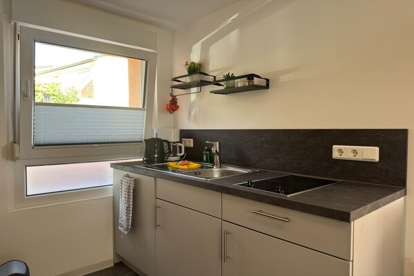 Réfrigérateur, micro-ondes, plaque de cuisson, lave-vaisselle