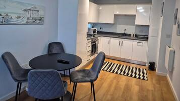 Fridge, microwave, oven, dishwasher