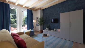 Studio Deluks, balkon, pemandangan gunung | Seprai premium, selimut bulu angsa, dan brankas