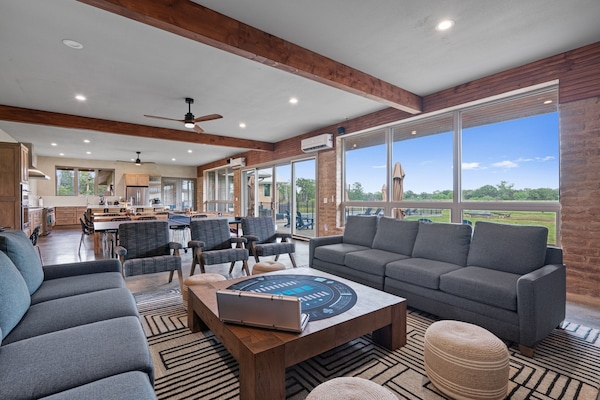 Lounge area in the Great Room with gorgeous lake views!