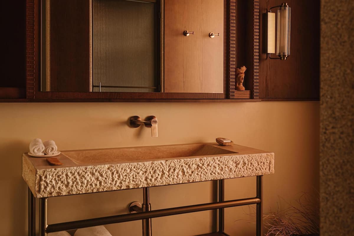 Shower, rainfall showerhead, hair dryer, bathrobes