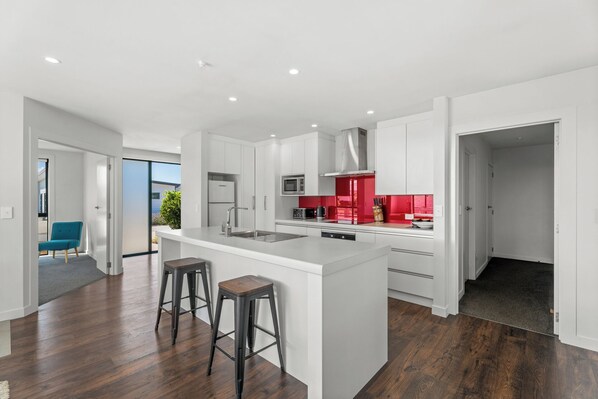 Fridge, microwave, dishwasher, toaster