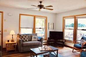 TV, DVD-spiller, bøker og filmbibliotek