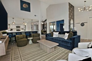 Smart TV, table football, ping pong, books