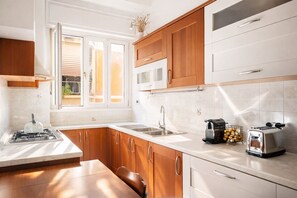 Oven, stovetop, dishwasher, coffee/tea maker