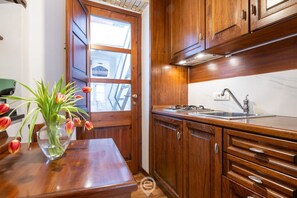 Mikrobølgeovn, kokeplater og kaffetrakter/tekoker