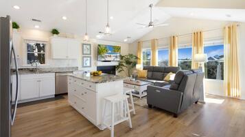 Télévision, cheminée, table de tennis de table