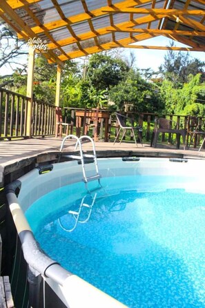 Outdoor pool, pool umbrellas