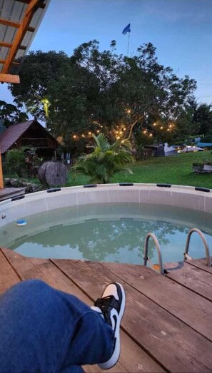 Outdoor pool, pool umbrellas