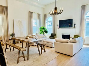 Smart TV, fireplace, printers