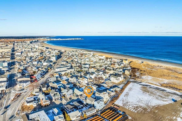 An aerial view of the home! See the orange icon to see the home's location!