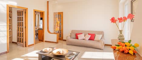 Appartamento familiare, 3 camere da letto, caminetto (Bright Apartment Private Parking) | Area soggiorno | Smart TV