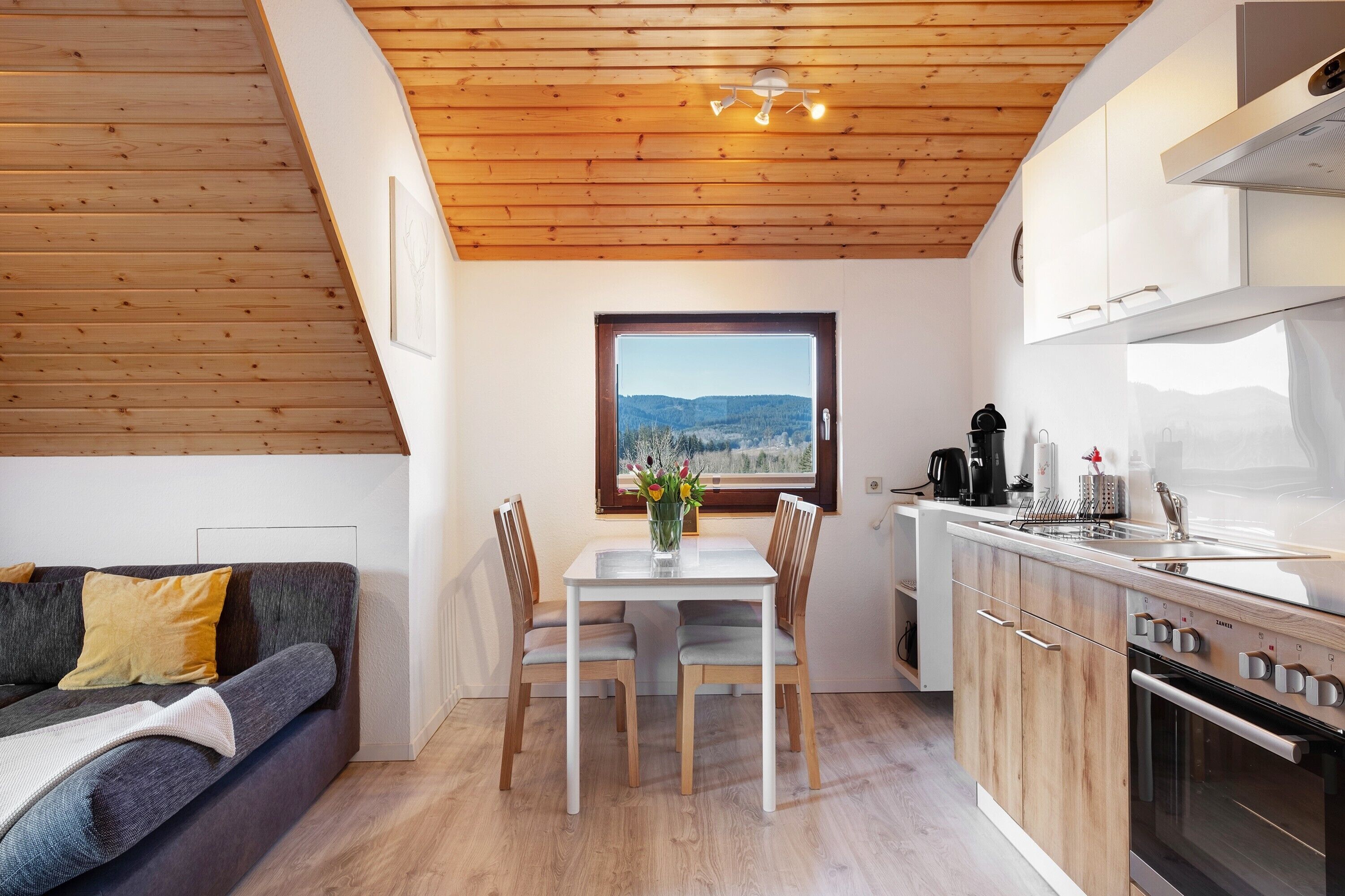 Frigorifero, forno, piano cottura, macchina per tè/caffè