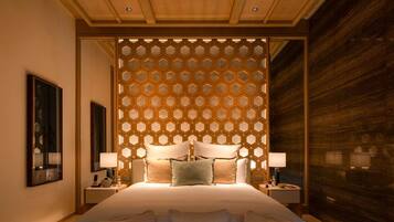 1 slaapkamer, een minibar met enkele gratis items