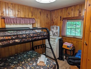 BEDROOM #2: Includes a twin on full bunk bed, a dresser, and a mirror. - The Higgins Lake Hideaway - Super Cute and Great Location Only 3 Blocks from Higgins Lake! (Roscommon)
