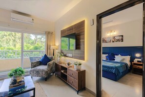 Deluxe Apartment, 1 Queen Bed, Balcony, Pool View | Balcony view - Alaya Stays Veera Marina 1BHK with Pool (Candolim)