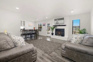 TV, fireplace, offices