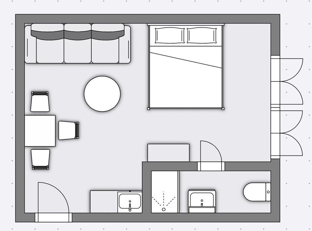 Estudi en suite bàsic | Roba de llit hipoal·lergògena i cortines opaques 