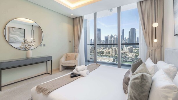 3 bedrooms, iron/ironing board, WiFi - StayShort - 3 Bedroom Apartment in Sterling West with Full Burj Khalifa Views (Business Bay)