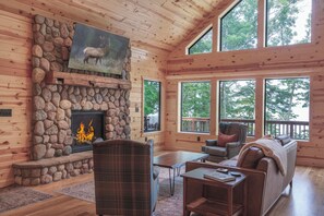 TV, fireplace, video games, table football