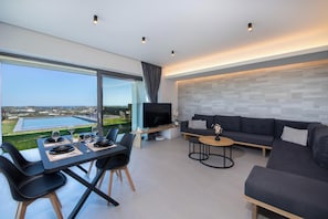 Villa, Mountain View | Living area | 65-inch Smart TV with cable channels - Villa Arithea (Chania)