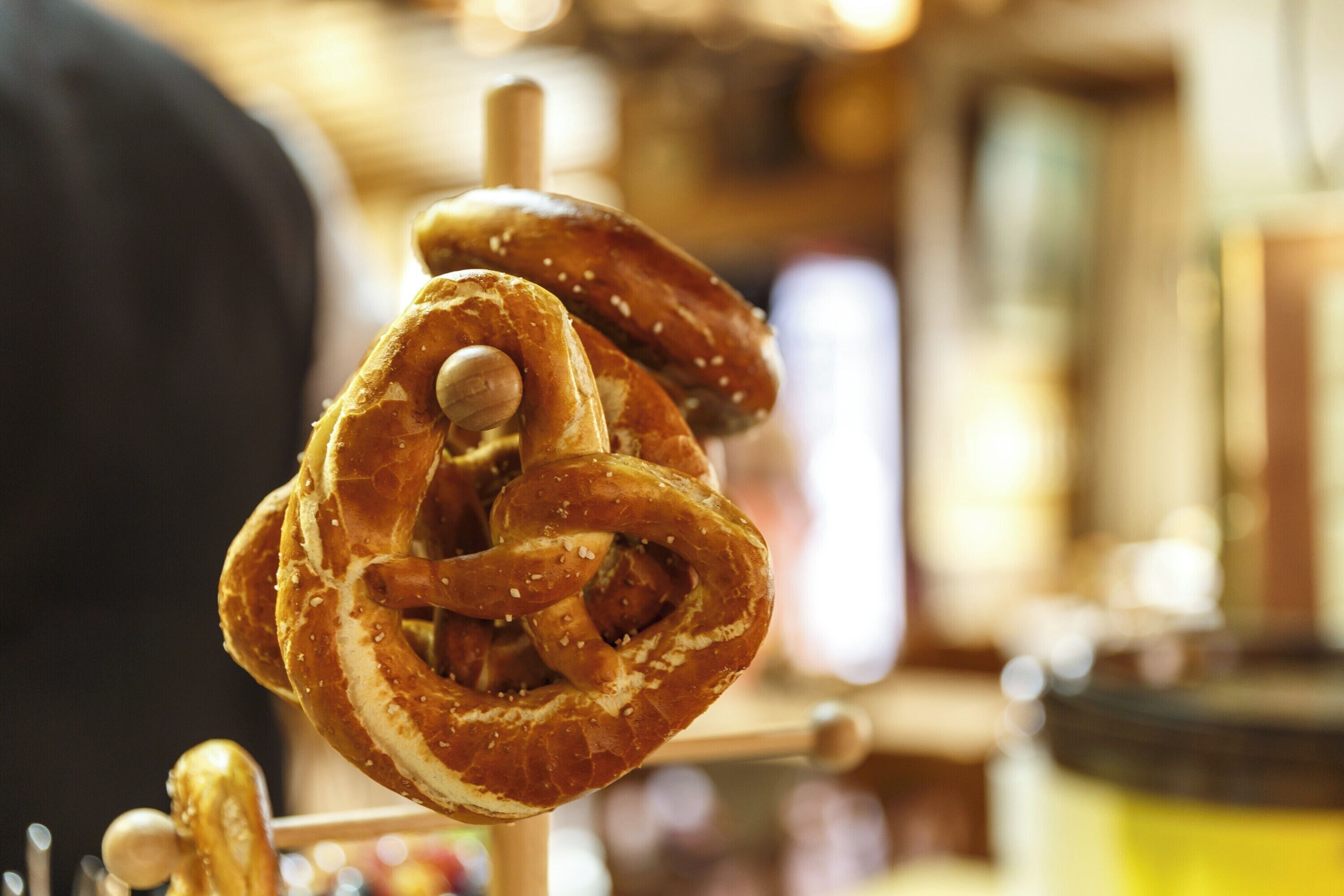 A pretzel on a hook.