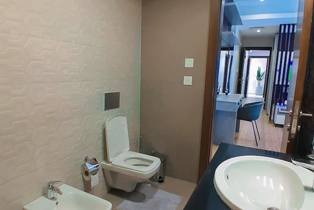 Shower, hair dryer, soap