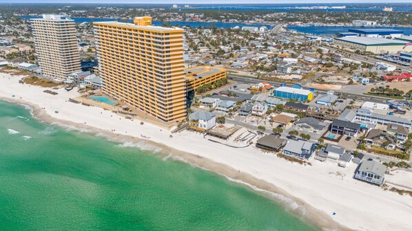 On the beach, white sand