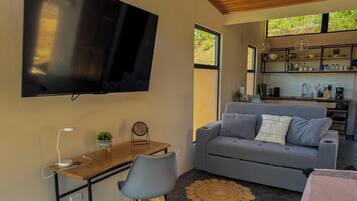 Una Smart TV, un reproductor estéreo