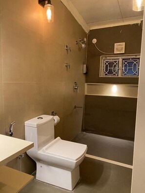 Bathtub, hair dryer, towels, soap