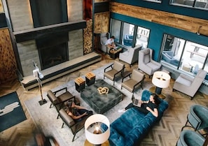 TV, fireplace, offices