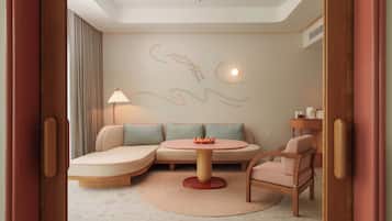 Deluxe Suite, 1 Bedroom, Private Pool, Ocean View | Living area