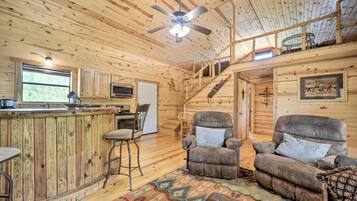 Smart TV, fireplace, DVD player, books