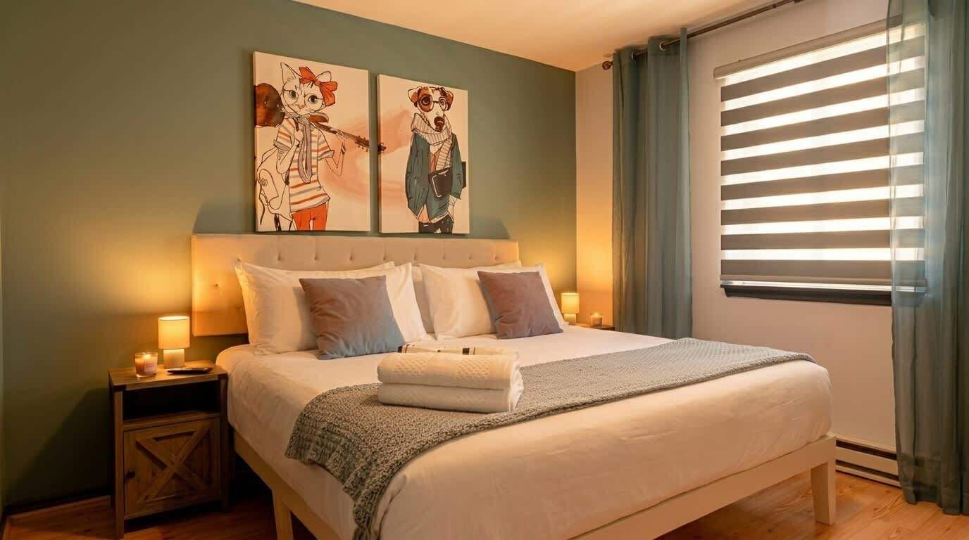 5 chambres, bureau, Wi-Fi gratuit, draps fournis